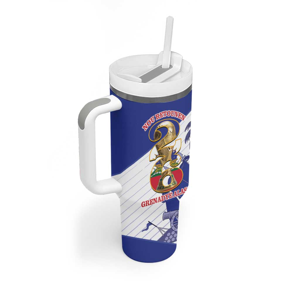 Personalized Les Grenadiers Haiti Football Tumbler With Handle 2026 Nou Retounen White Version - Wonder Print Shop