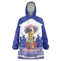 Personalized Les Grenadiers Haiti Football Wearable Blanket Hoodie 2026 Nou Retounen White Version - Wonder Print Shop