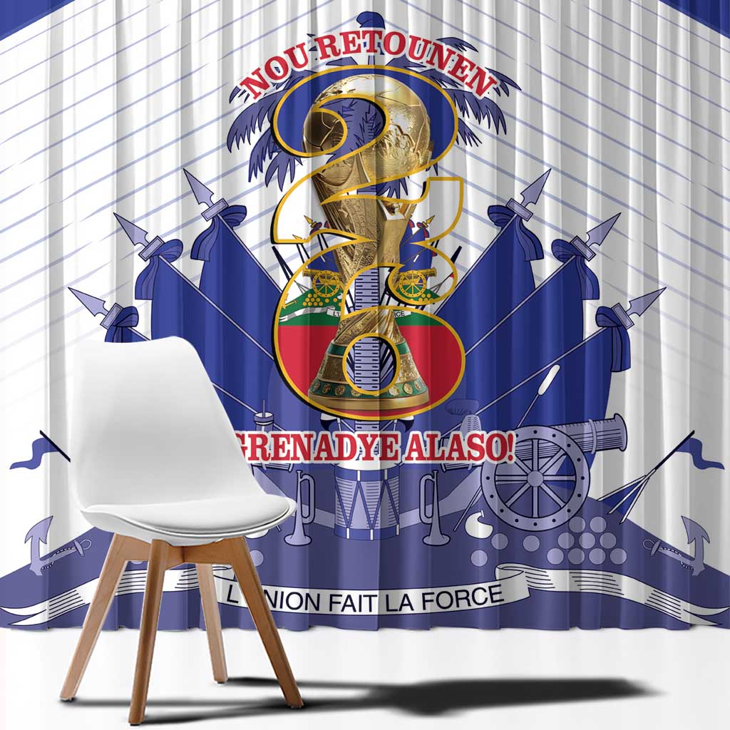 Les Grenadiers Haiti Football Window Curtain 2026 Nou Retounen White Version - Wonder Print Shop