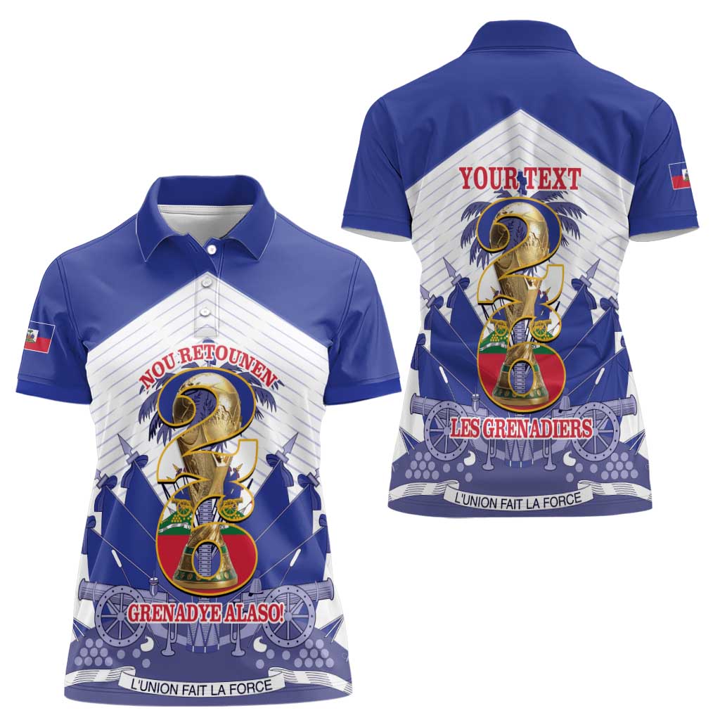 Personalized Les Grenadiers Haiti Football Women Polo Shirt 2026 Nou Retounen White Version - Wonder Print Shop