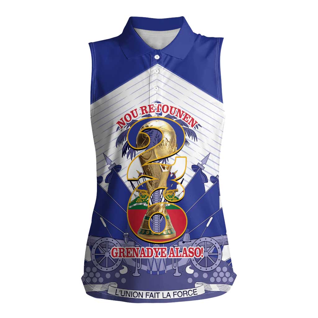 Personalized Les Grenadiers Haiti Football Women Sleeveless Polo Shirt 2026 Nou Retounen White Version - Wonder Print Shop