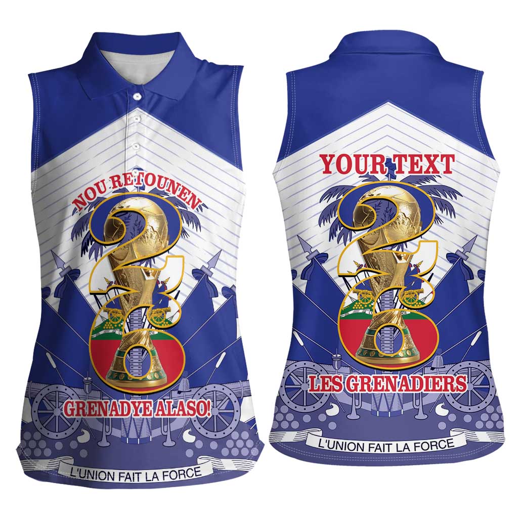 Personalized Les Grenadiers Haiti Football Women Sleeveless Polo Shirt 2026 Nou Retounen White Version - Wonder Print Shop