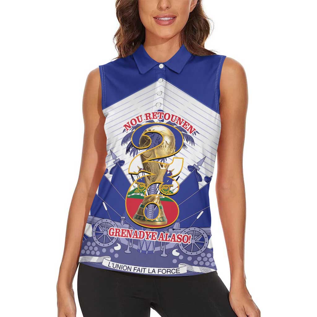 Personalized Les Grenadiers Haiti Football Women Sleeveless Polo Shirt 2026 Nou Retounen White Version - Wonder Print Shop