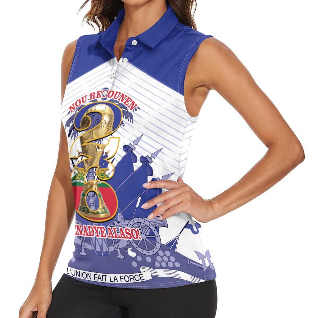 Personalized Les Grenadiers Haiti Football Women Sleeveless Polo Shirt 2026 Nou Retounen White Version - Wonder Print Shop