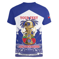 Personalized Les Grenadiers Haiti Football Women V-Neck T-Shirt 2026 Nou Retounen White Version - Wonder Print Shop