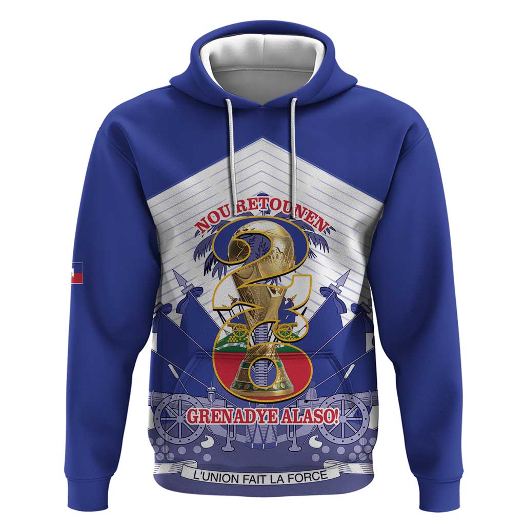 Personalized Les Grenadiers Haiti Football Zip Hoodie 2026 Nou Retounen White Version - Wonder Print Shop