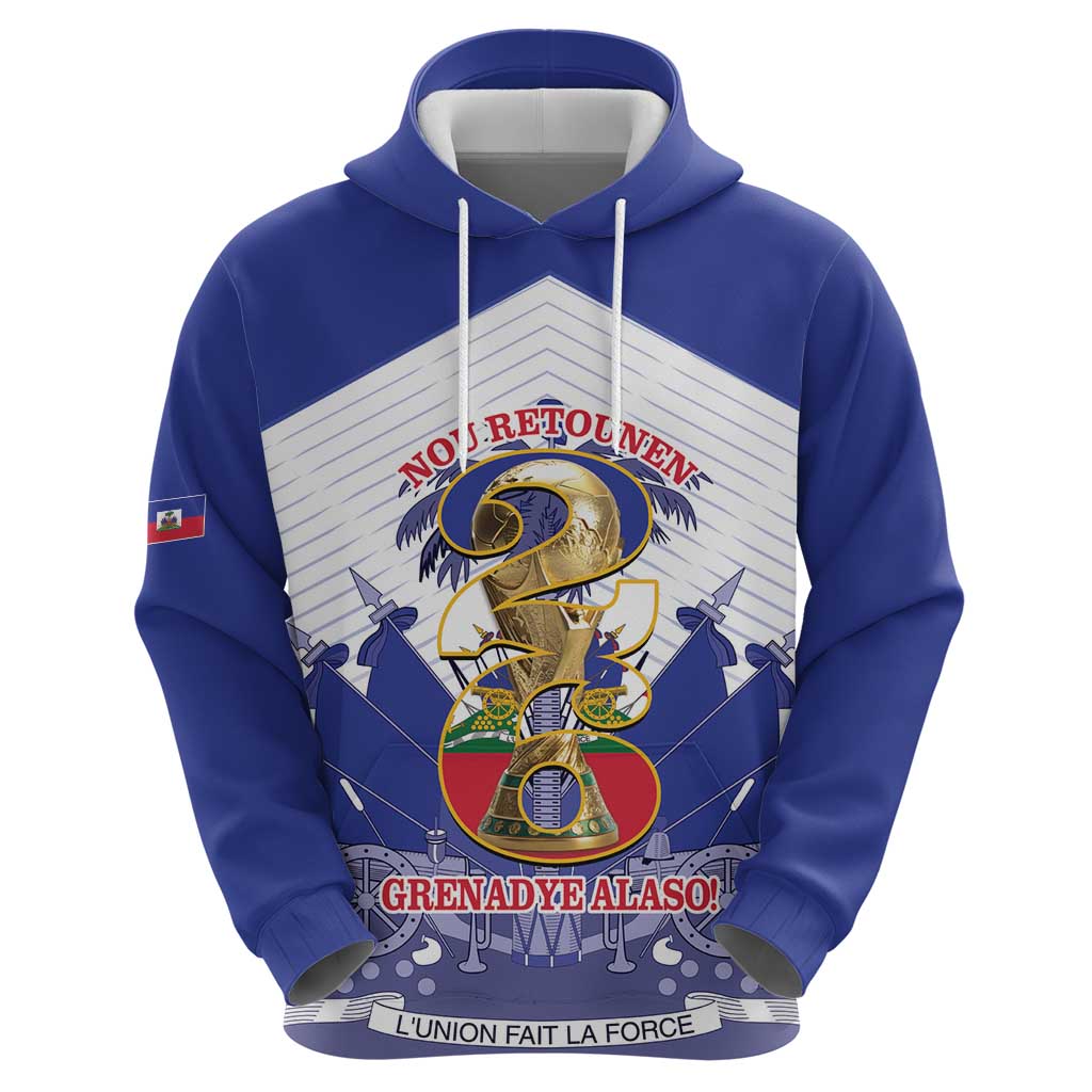 Personalized Les Grenadiers Haiti Football Zip Hoodie 2026 Nou Retounen White Version - Wonder Print Shop