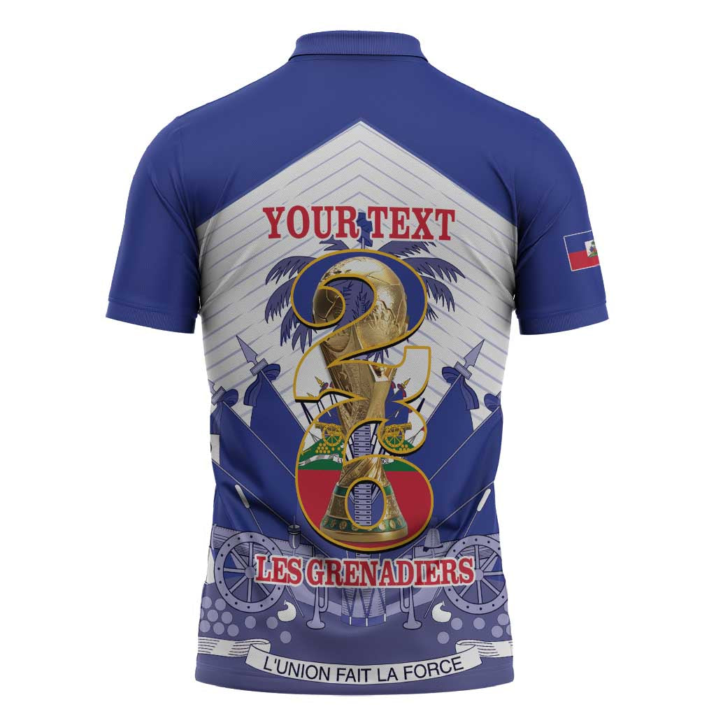 Personalized Les Grenadiers Haiti Football Zipper Polo Shirt 2026 Nou Retounen White Version - Wonder Print Shop