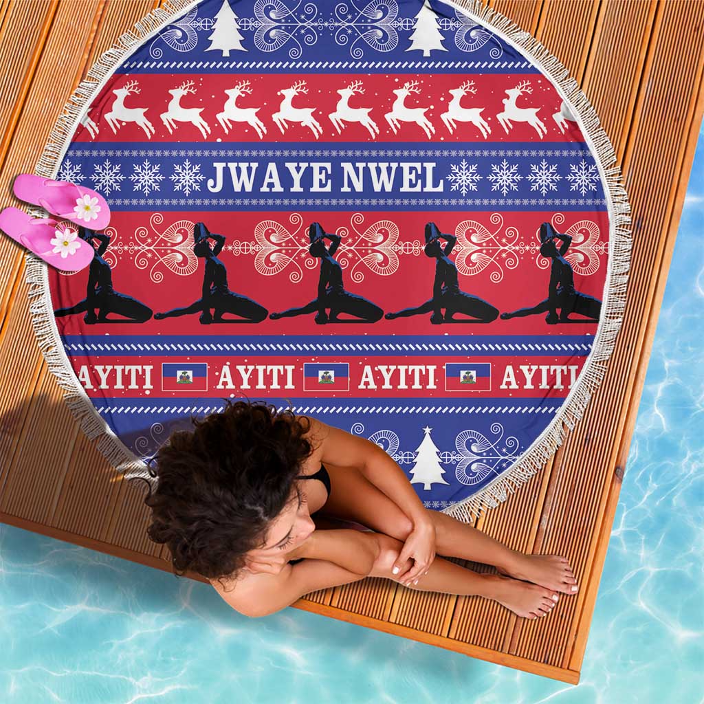 Haiti Christmas Beach Blanket Jwaye Nwel Ayiti Neg Marron Veve Vodou - Wonder Print Shop