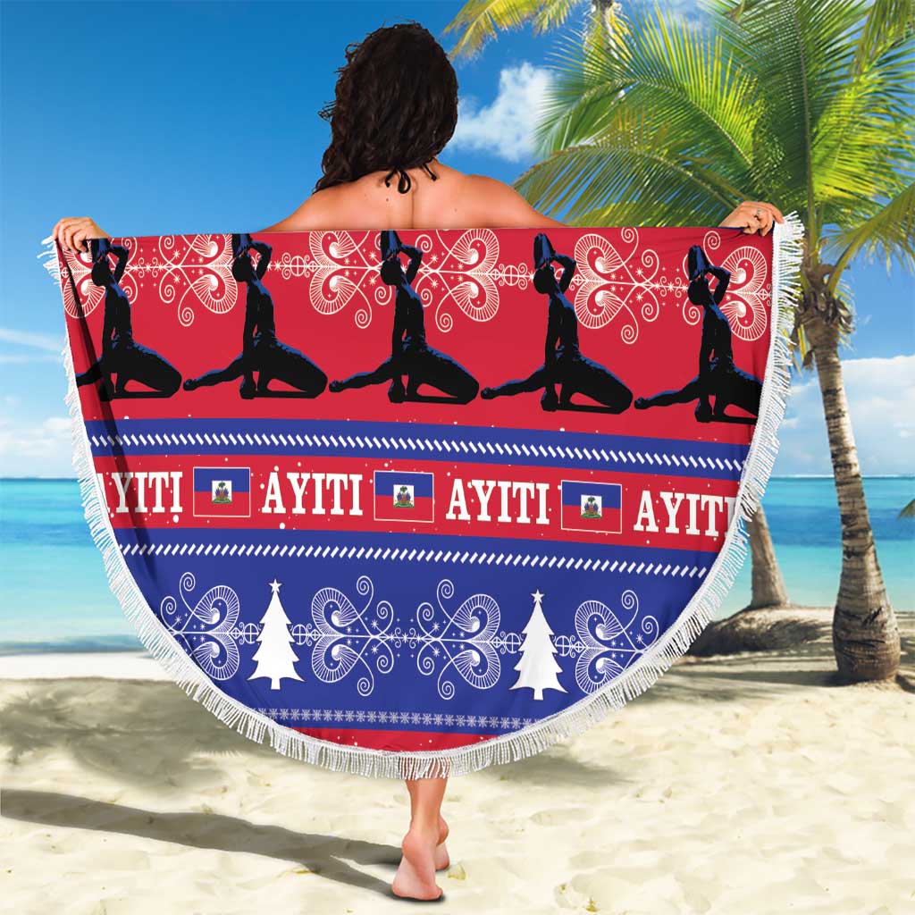 Haiti Christmas Beach Blanket Jwaye Nwel Ayiti Neg Marron Veve Vodou - Wonder Print Shop