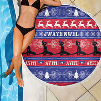 Haiti Christmas Beach Blanket Jwaye Nwel Ayiti Neg Marron Veve Vodou - Wonder Print Shop