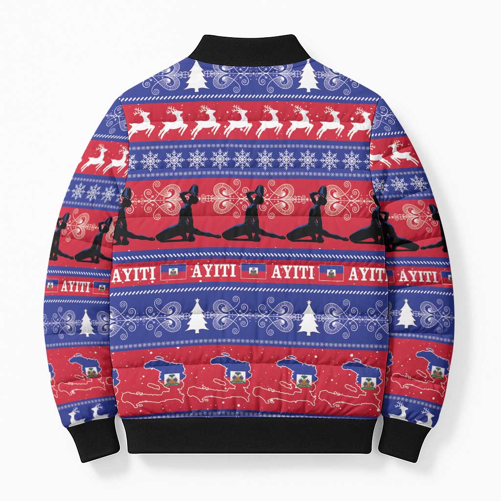 Haiti Christmas Bomber Puffer Jacket Jwaye Nwel Ayiti Neg Marron Veve Vodou - Wonder Print Shop