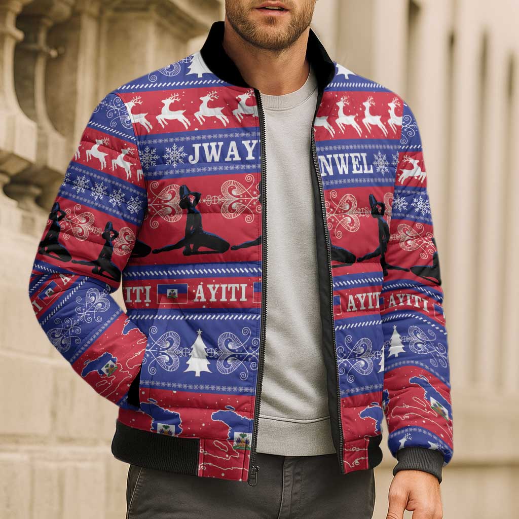 Haiti Christmas Bomber Puffer Jacket Jwaye Nwel Ayiti Neg Marron Veve Vodou - Wonder Print Shop