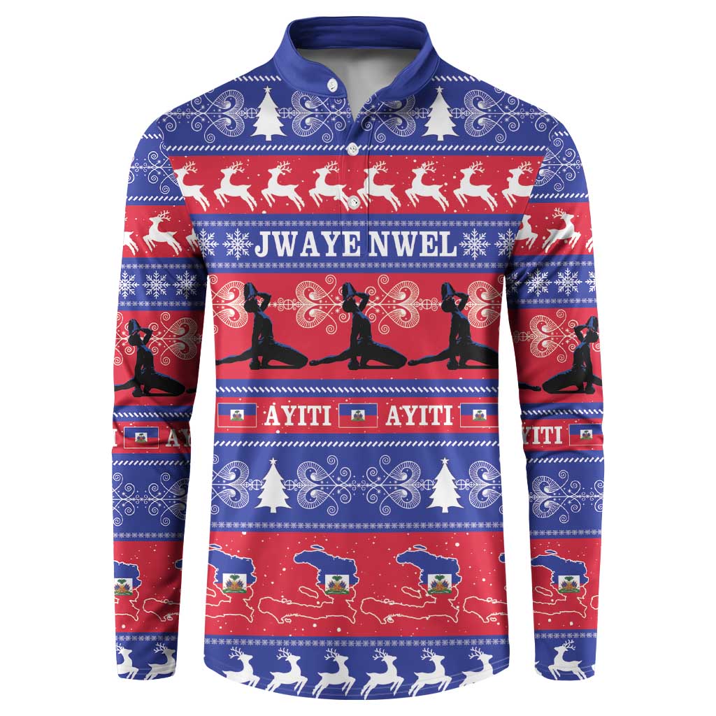 Haiti Christmas Button Sweatshirt Jwaye Nwel Ayiti Neg Marron Veve Vodou - Wonder Print Shop