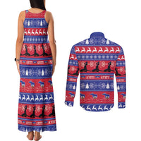 Haiti Christmas Couples Matching Tank Maxi Dress and Long Sleeve Button Shirt Jwaye Nwel Ayiti Neg Marron Veve Vodou - Wonder Print Shop