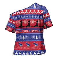 Haiti Christmas Cross Shoulder Shirt Jwaye Nwel Ayiti Neg Marron Veve Vodou - Wonder Print Shop