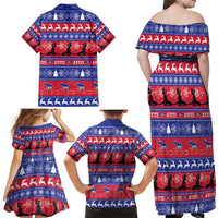 Haiti Christmas Family Matching Off Shoulder Maxi Dress and Hawaiian Shirt Jwaye Nwel Ayiti Neg Marron Veve Vodou - Wonder Print Shop