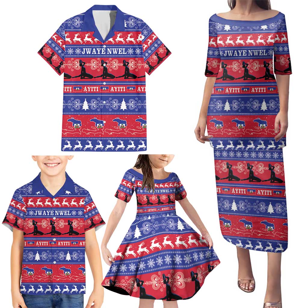 Haiti Christmas Family Matching Puletasi and Hawaiian Shirt Jwaye Nwel Ayiti Neg Marron Veve Vodou - Wonder Print Shop