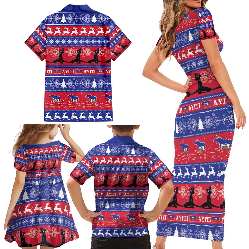 Haiti Christmas Family Matching Short Sleeve Bodycon Dress and Hawaiian Shirt Jwaye Nwel Ayiti Neg Marron Veve Vodou - Wonder Print Shop