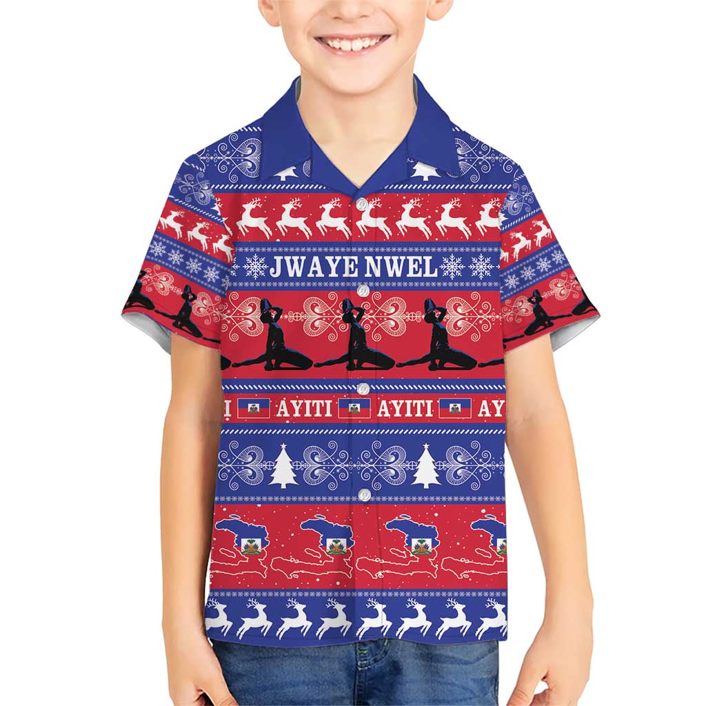 Haiti Christmas Family Matching Short Sleeve Bodycon Dress and Hawaiian Shirt Jwaye Nwel Ayiti Neg Marron Veve Vodou - Wonder Print Shop