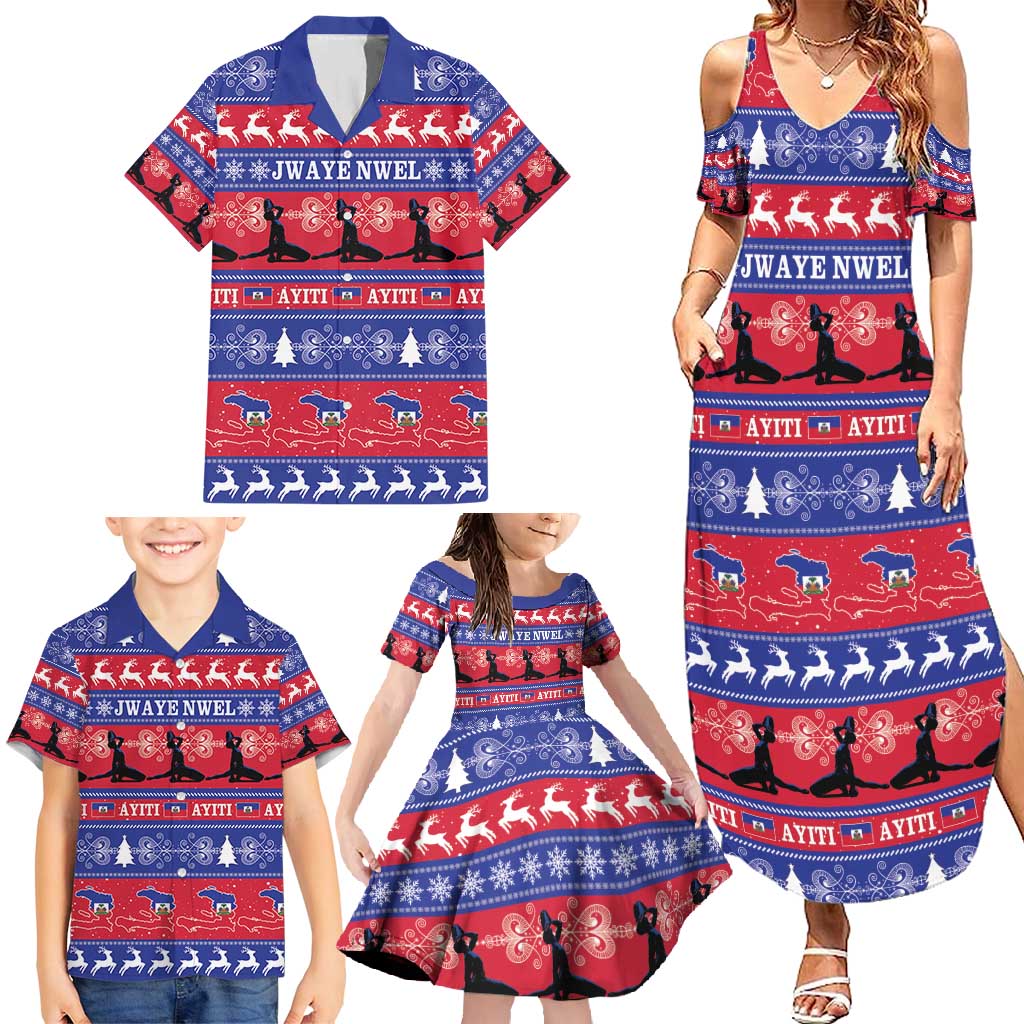 Haiti Christmas Family Matching Summer Maxi Dress and Hawaiian Shirt Jwaye Nwel Ayiti Neg Marron Veve Vodou - Wonder Print Shop