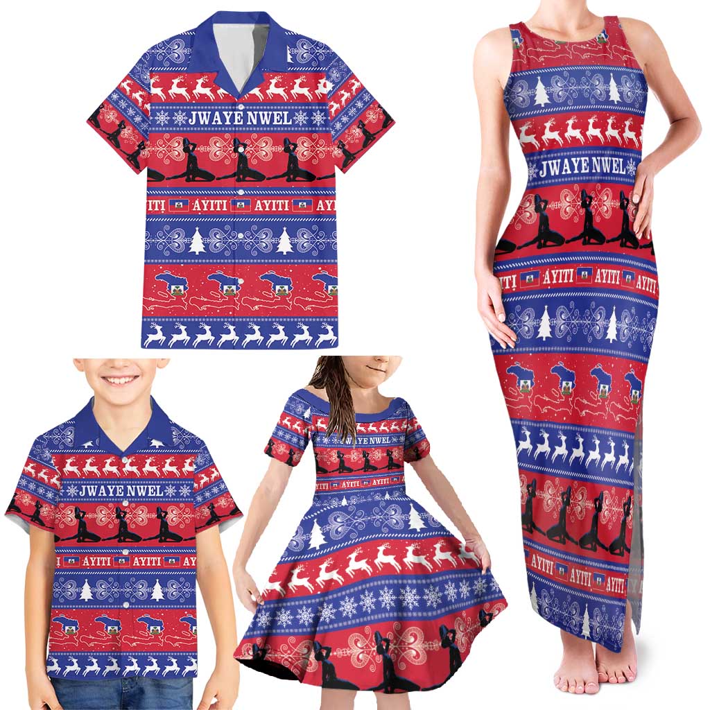 Haiti Christmas Family Matching Tank Maxi Dress and Hawaiian Shirt Jwaye Nwel Ayiti Neg Marron Veve Vodou - Wonder Print Shop