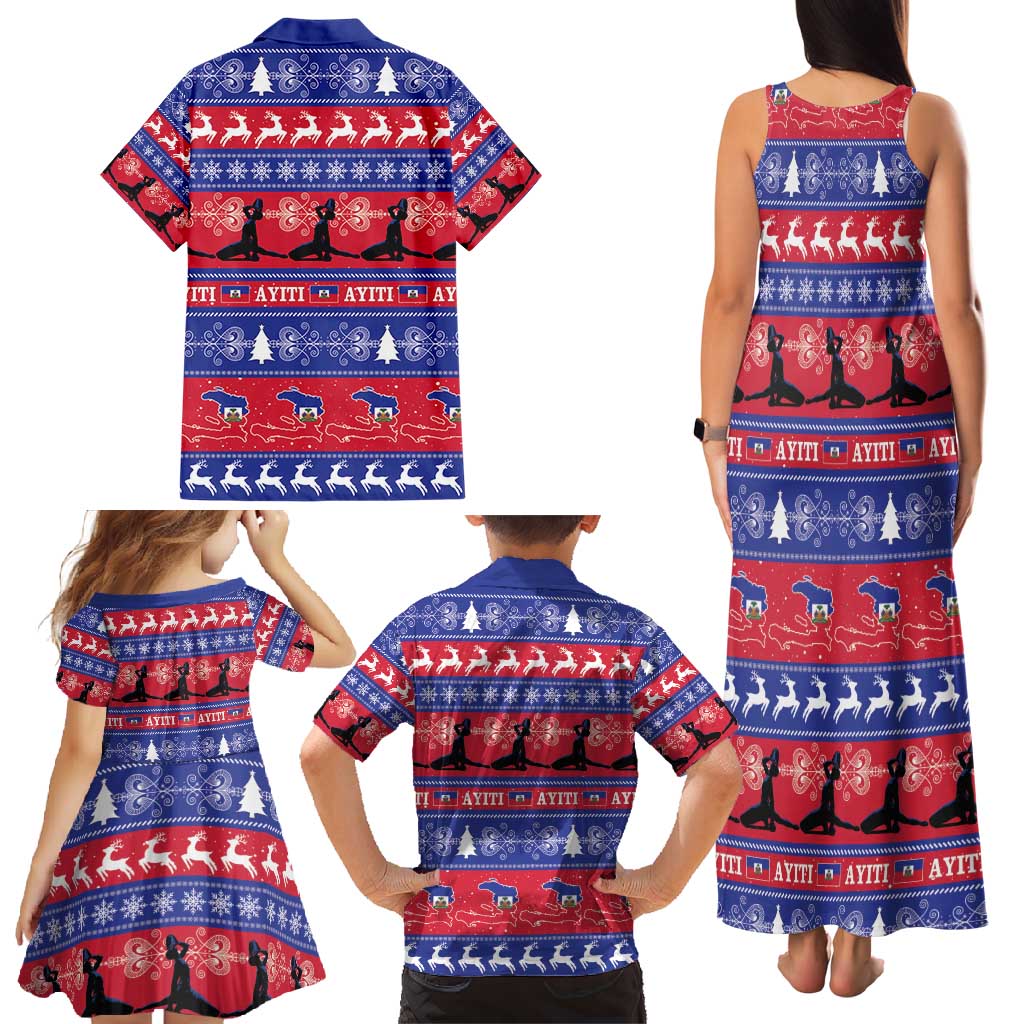 Haiti Christmas Family Matching Tank Maxi Dress and Hawaiian Shirt Jwaye Nwel Ayiti Neg Marron Veve Vodou - Wonder Print Shop