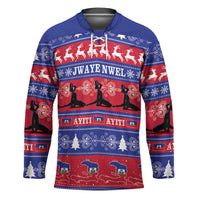 Haiti Christmas Hockey Jersey Jwaye Nwel Ayiti Neg Marron Veve Vodou - Wonder Print Shop