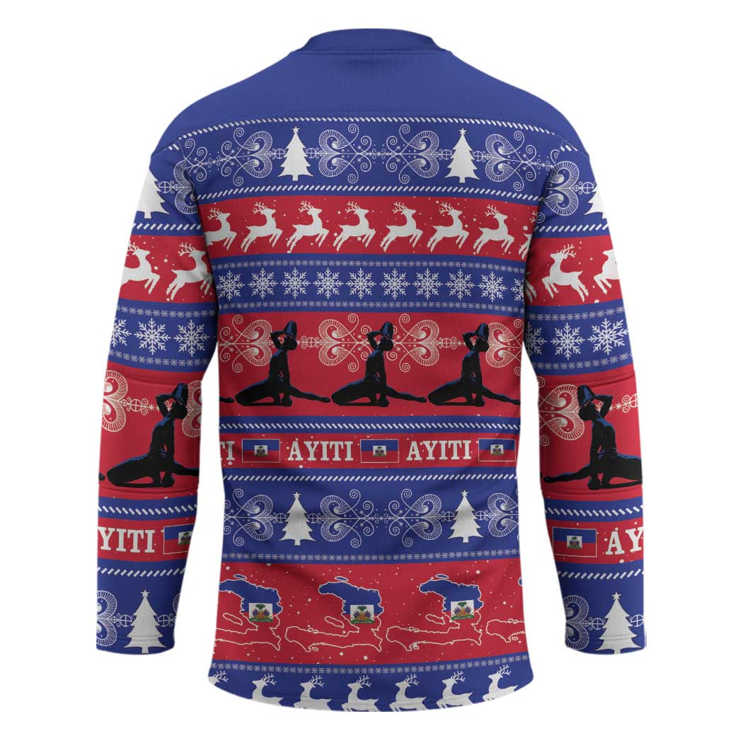 Haiti Christmas Hockey Jersey Jwaye Nwel Ayiti Neg Marron Veve Vodou - Wonder Print Shop