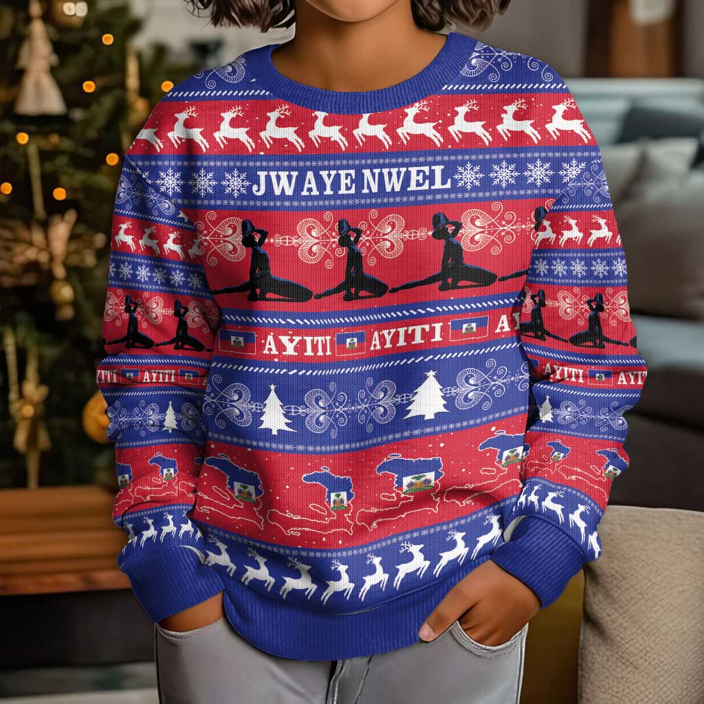 Haiti Christmas Kid Ugly Christmas Sweater Jwaye Nwel Ayiti Neg Marron Veve Vodou - Wonder Print Shop