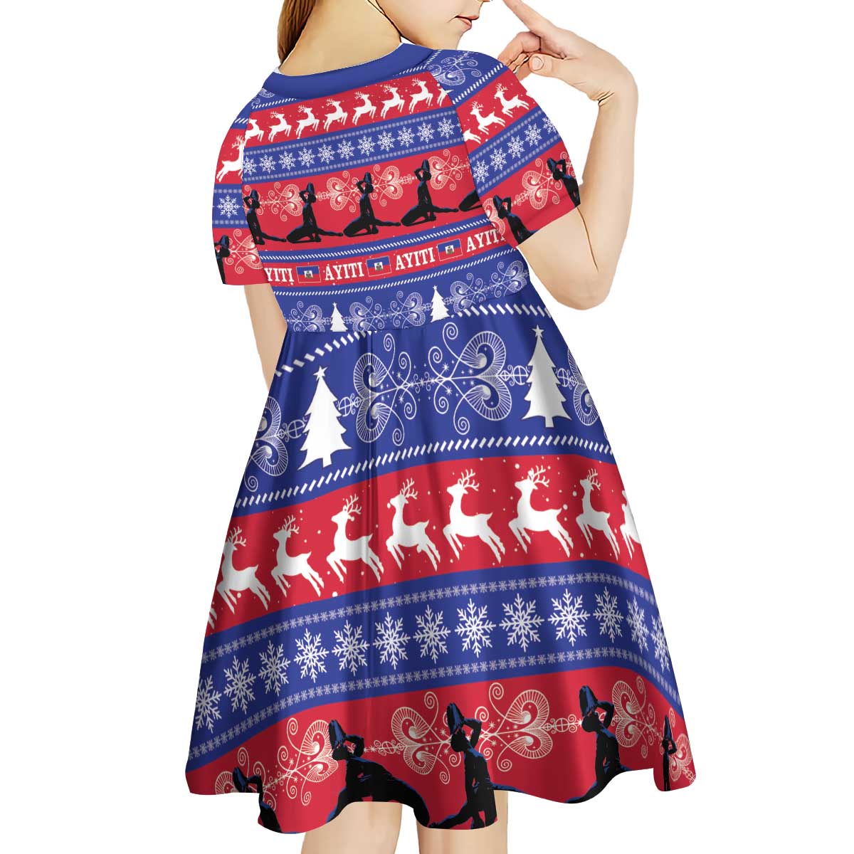Haiti Christmas Kid Short Sleeve Dress Jwaye Nwel Ayiti Neg Marron Veve Vodou - Wonder Print Shop