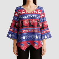 Haiti Christmas Kimono Sleeve Blouse Jwaye Nwel Ayiti Neg Marron Veve Vodou - Wonder Print Shop