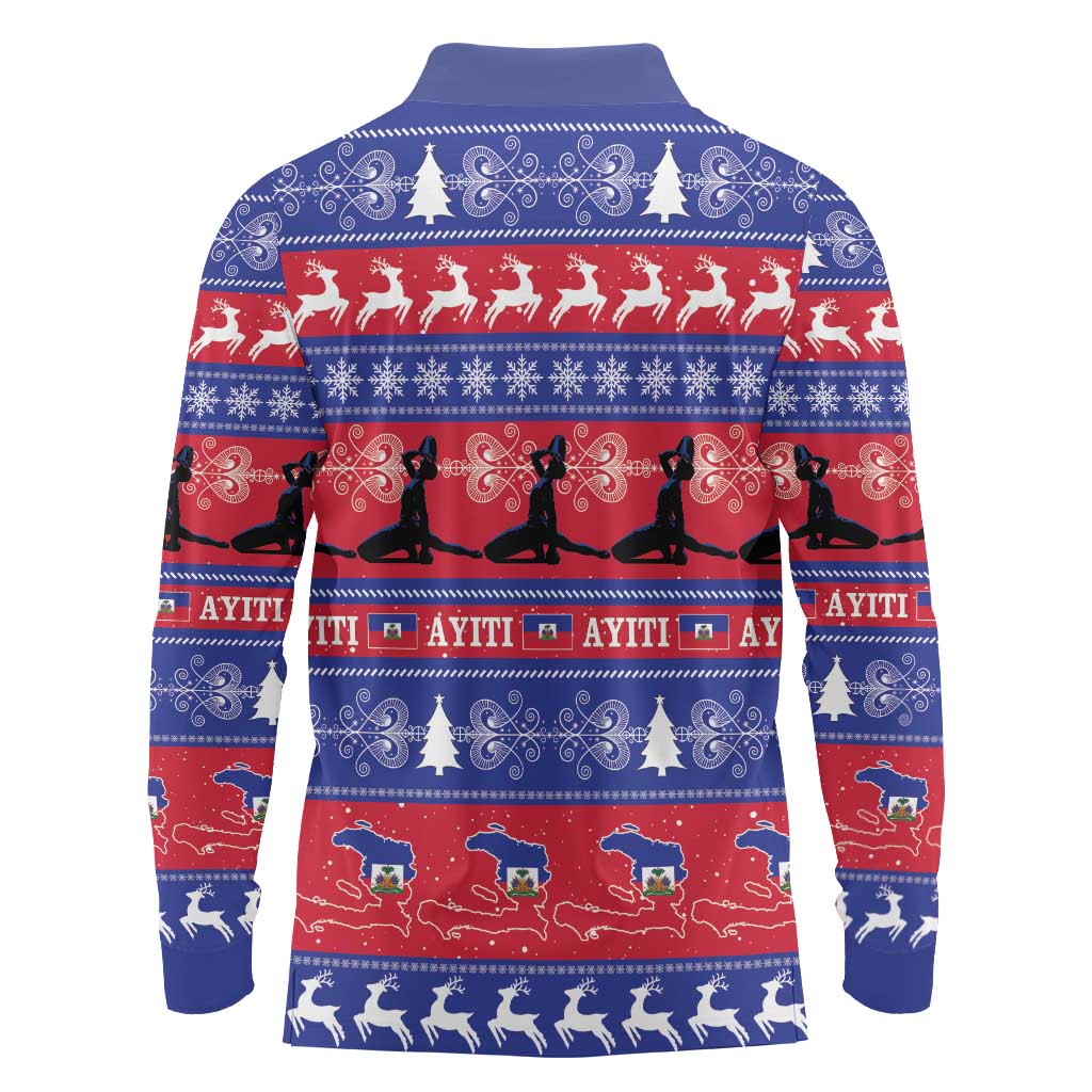 Haiti Christmas Long Sleeve Polo Shirt Jwaye Nwel Ayiti Neg Marron Veve Vodou - Wonder Print Shop