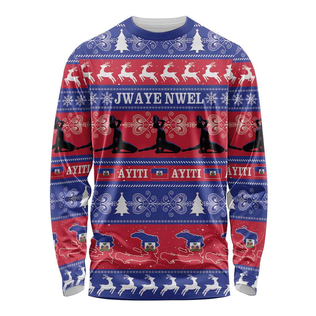 Haiti Christmas Long Sleeve Shirt Jwaye Nwel Ayiti Neg Marron Veve Vodou - Wonder Print Shop