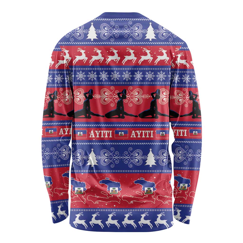 Haiti Christmas Long Sleeve Shirt Jwaye Nwel Ayiti Neg Marron Veve Vodou - Wonder Print Shop