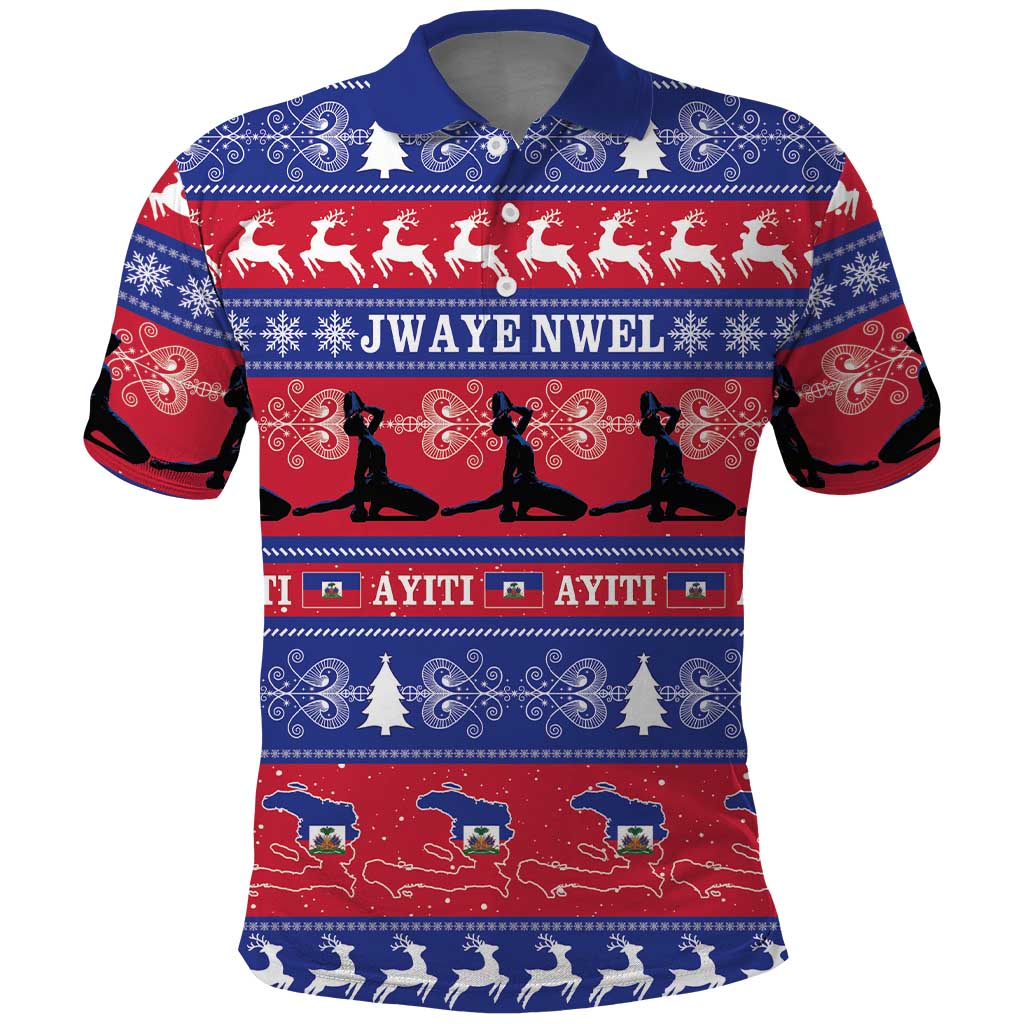 Haiti Christmas Polo Shirt Jwaye Nwel Ayiti Neg Marron Veve Vodou - Wonder Print Shop