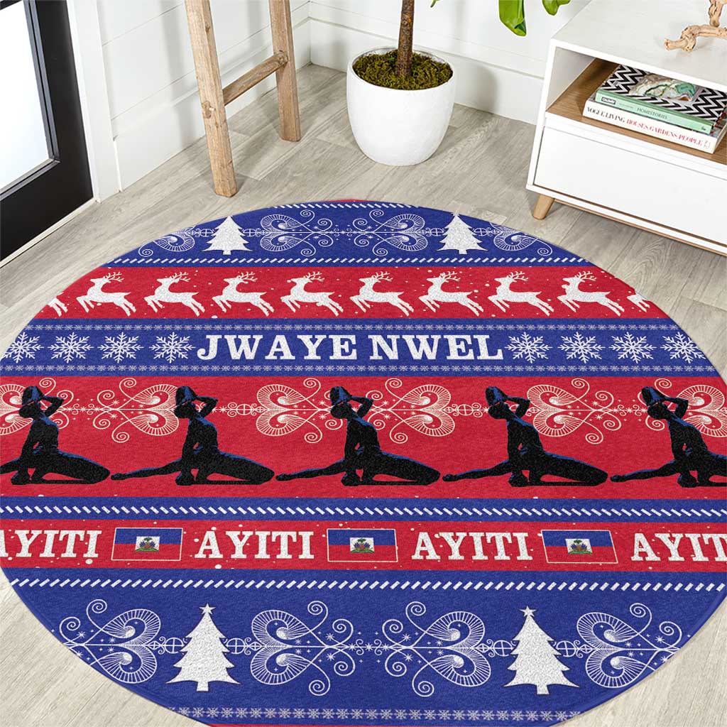 Haiti Christmas Round Carpet Jwaye Nwel Ayiti Neg Marron Veve Vodou - Wonder Print Shop