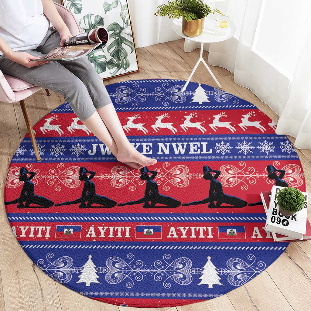 Haiti Christmas Round Carpet Jwaye Nwel Ayiti Neg Marron Veve Vodou - Wonder Print Shop