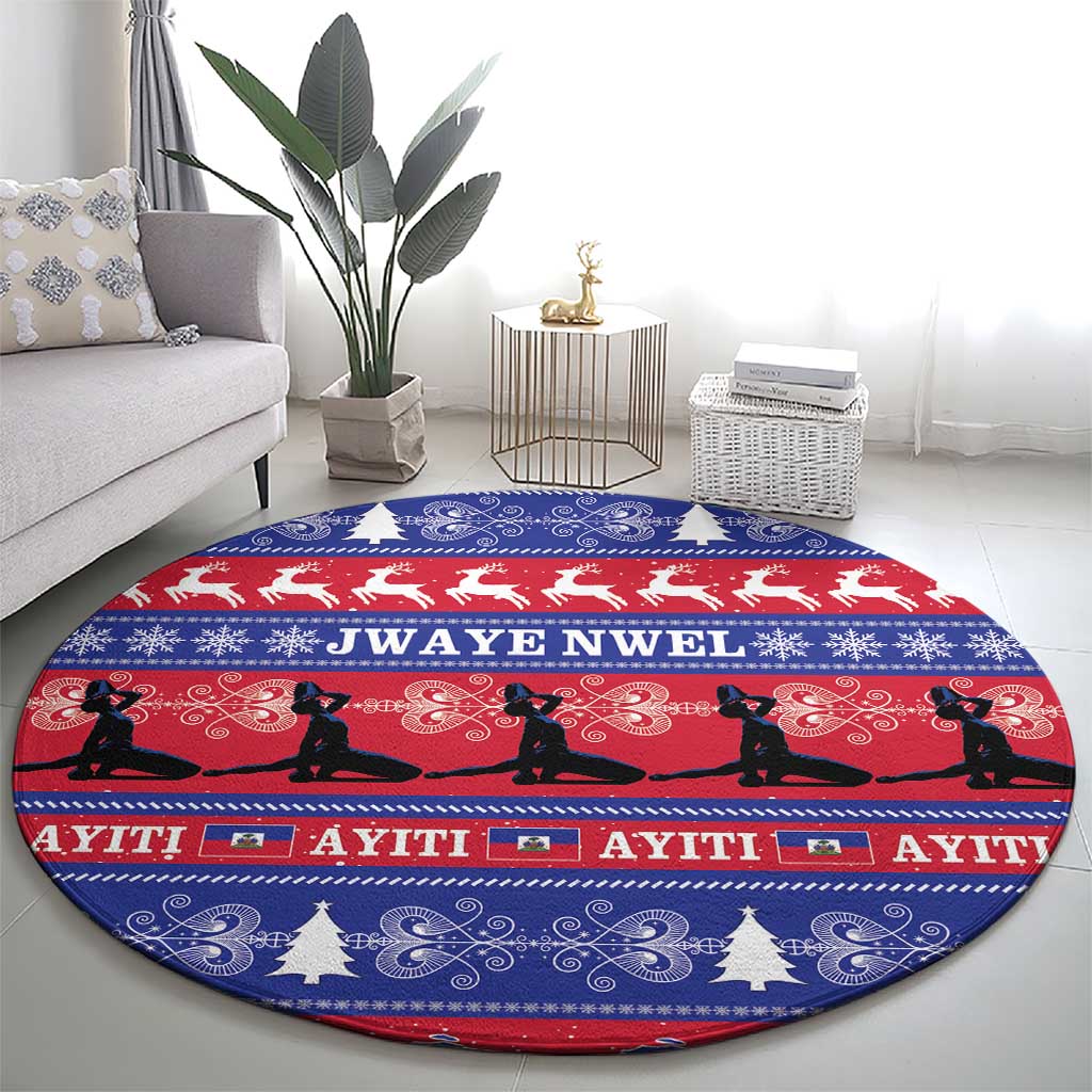 Haiti Christmas Round Carpet Jwaye Nwel Ayiti Neg Marron Veve Vodou - Wonder Print Shop