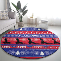 Haiti Christmas Round Carpet Jwaye Nwel Ayiti Neg Marron Veve Vodou - Wonder Print Shop