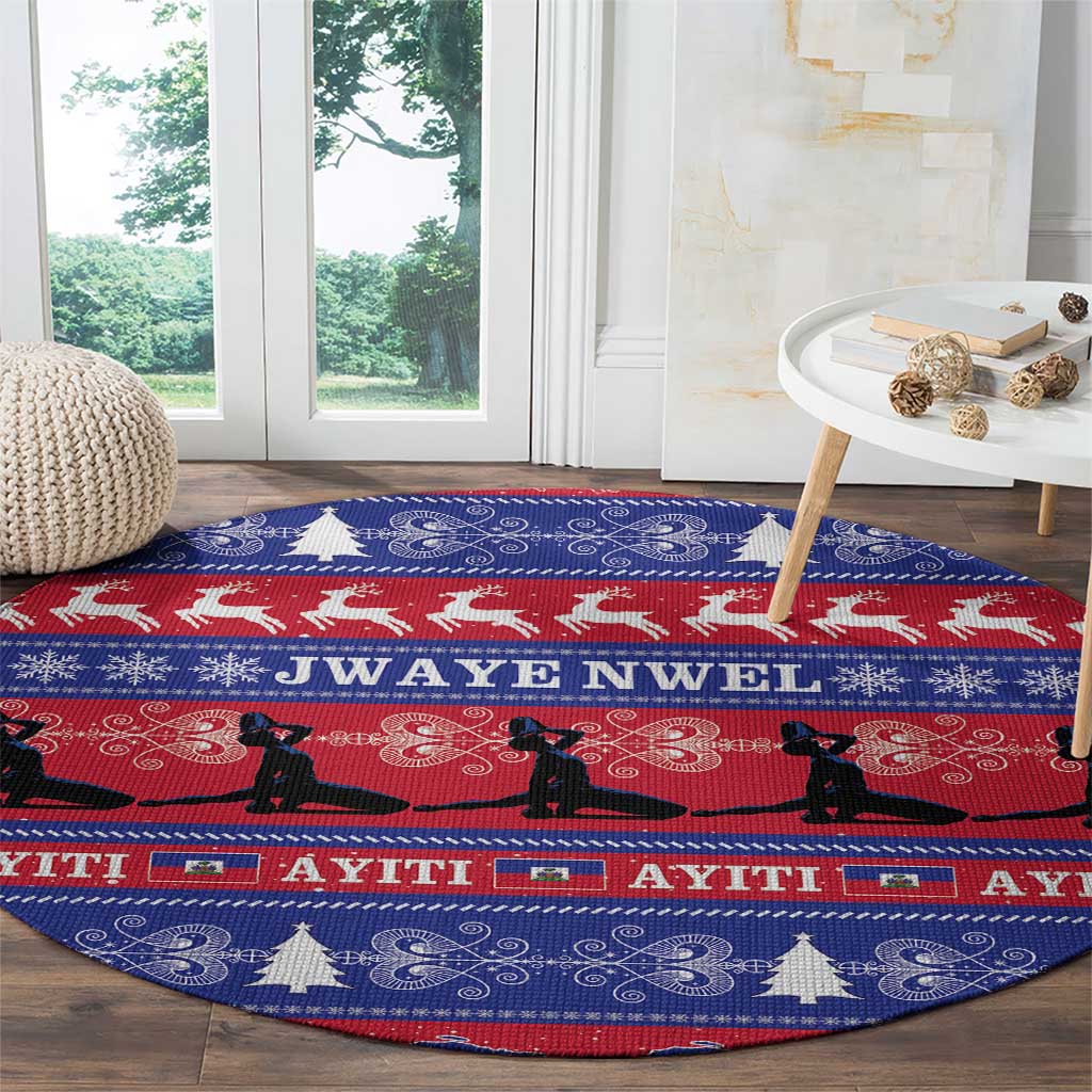 Haiti Christmas Round Carpet Jwaye Nwel Ayiti Neg Marron Veve Vodou - Wonder Print Shop