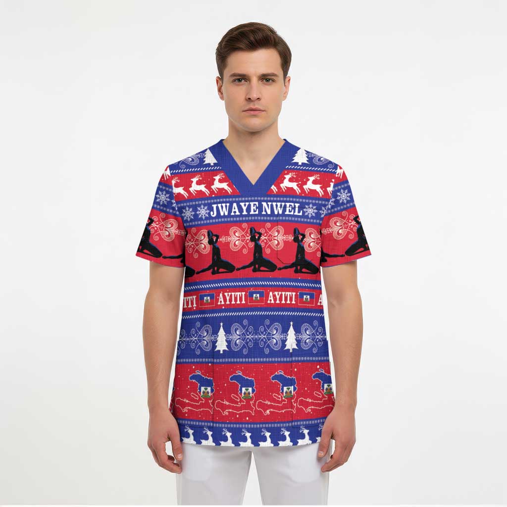 Haiti Christmas Scrub Top Jwaye Nwel Ayiti Neg Marron Veve Vodou - Wonder Print Shop
