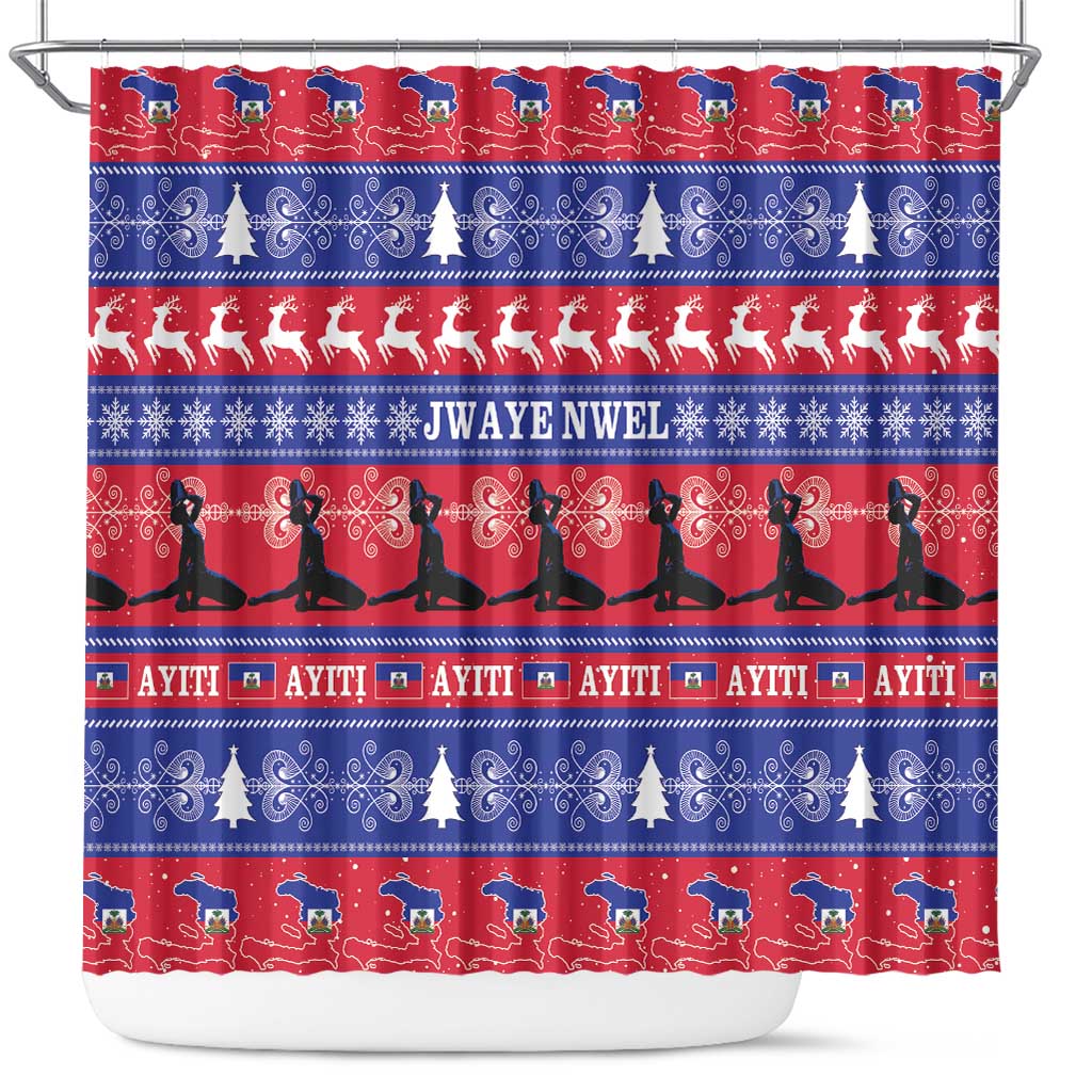 Haiti Christmas Shower Curtain Jwaye Nwel Ayiti Neg Marron Veve Vodou - Wonder Print Shop