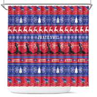 Haiti Christmas Shower Curtain Jwaye Nwel Ayiti Neg Marron Veve Vodou - Wonder Print Shop