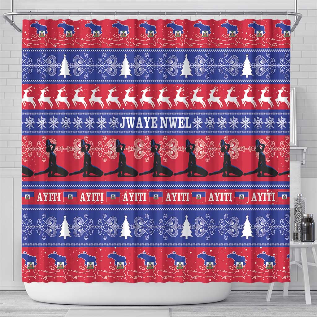 Haiti Christmas Shower Curtain Jwaye Nwel Ayiti Neg Marron Veve Vodou - Wonder Print Shop