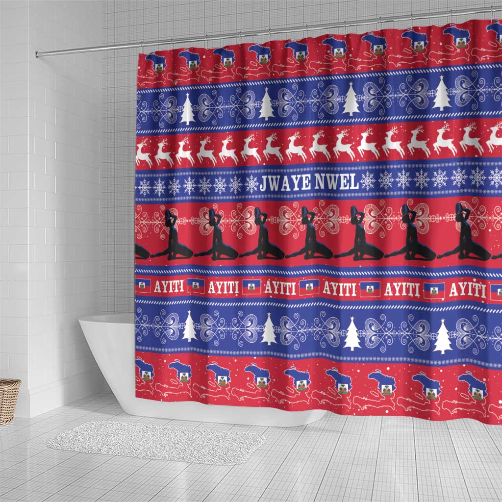 Haiti Christmas Shower Curtain Jwaye Nwel Ayiti Neg Marron Veve Vodou - Wonder Print Shop