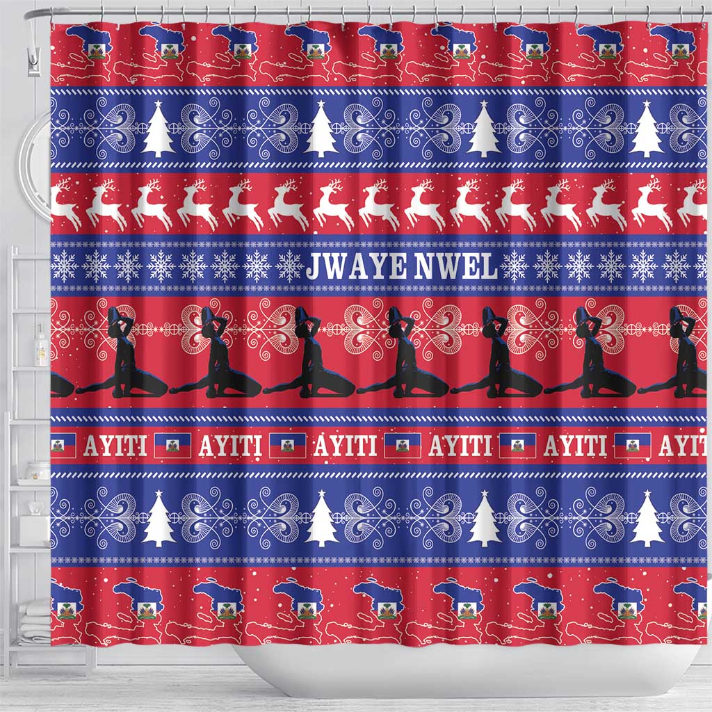 Haiti Christmas Shower Curtain Jwaye Nwel Ayiti Neg Marron Veve Vodou - Wonder Print Shop