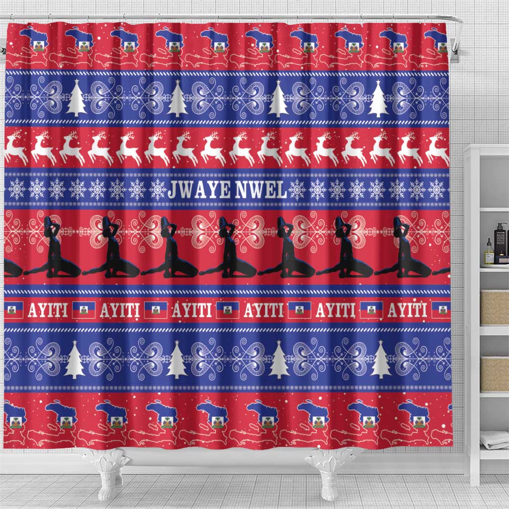 Haiti Christmas Shower Curtain Jwaye Nwel Ayiti Neg Marron Veve Vodou - Wonder Print Shop