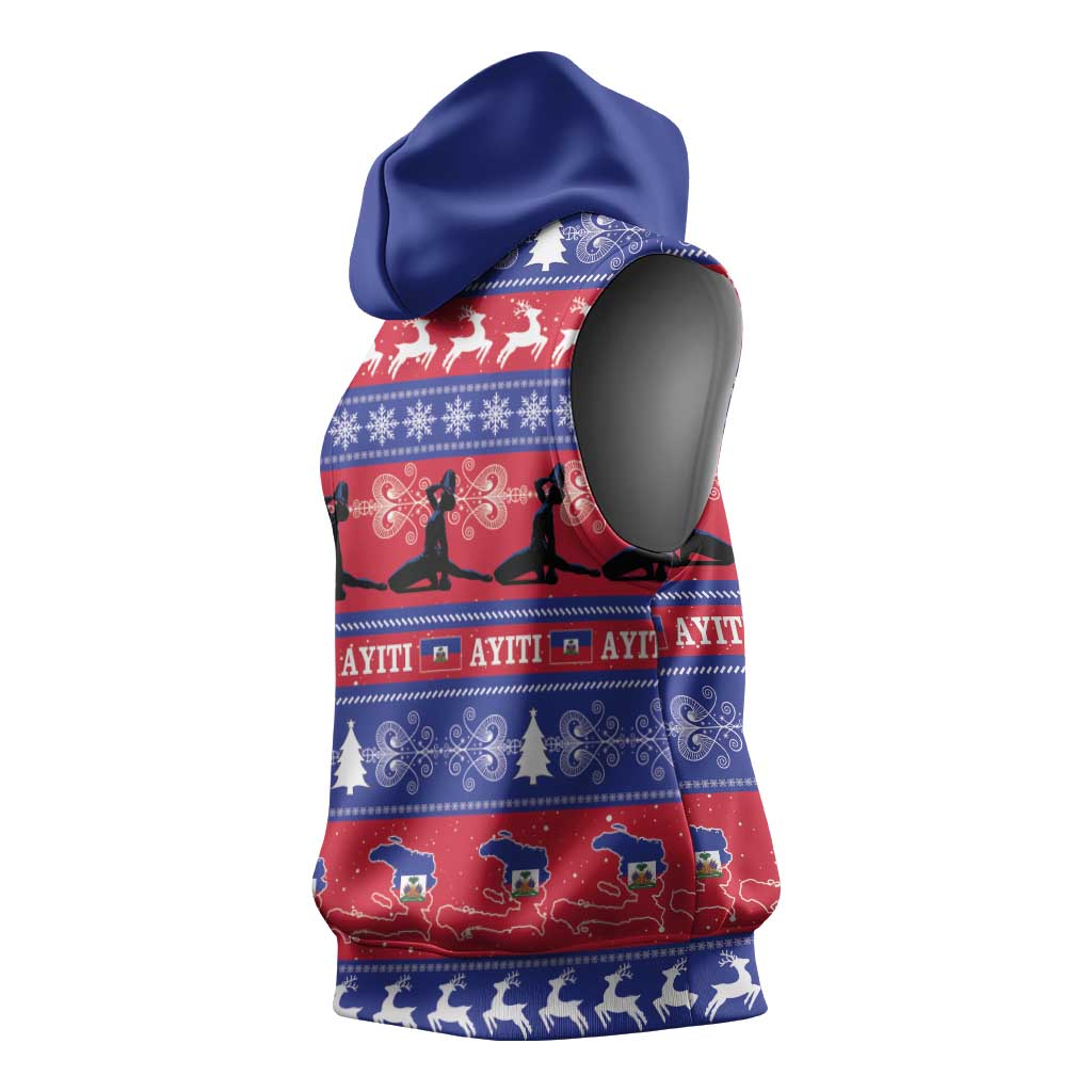 Haiti Christmas Sleeveless Hoodie Jwaye Nwel Ayiti Neg Marron Veve Vodou - Wonder Print Shop