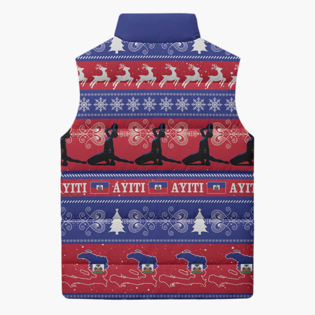 Haiti Christmas Sleeveless Puffer Jacket Jwaye Nwel Ayiti Neg Marron Veve Vodou - Wonder Print Shop